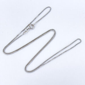 Vintage JJT Sterling Silver 925 0.8mm Box Chain Necklace 17.5”